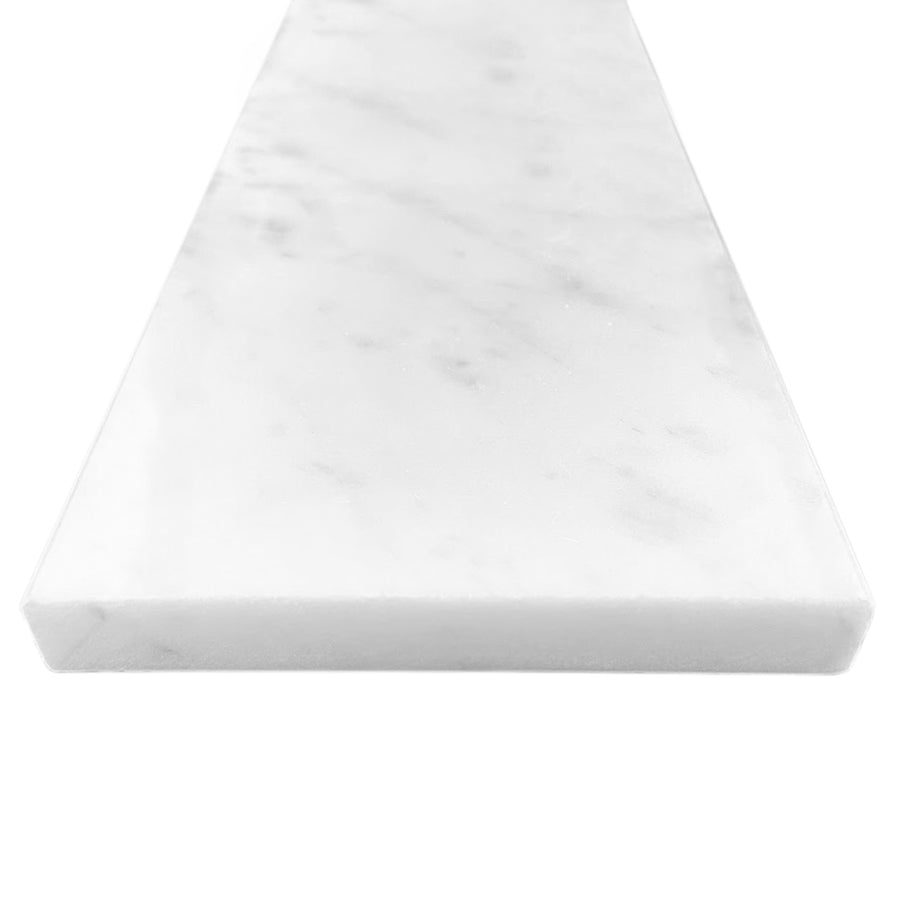 Custom Length Cut From 4x60 White Carrara Marble Thresholds Door Saddles Window Sills Shower Curbs Standard Bevel Polished - Marble Barn