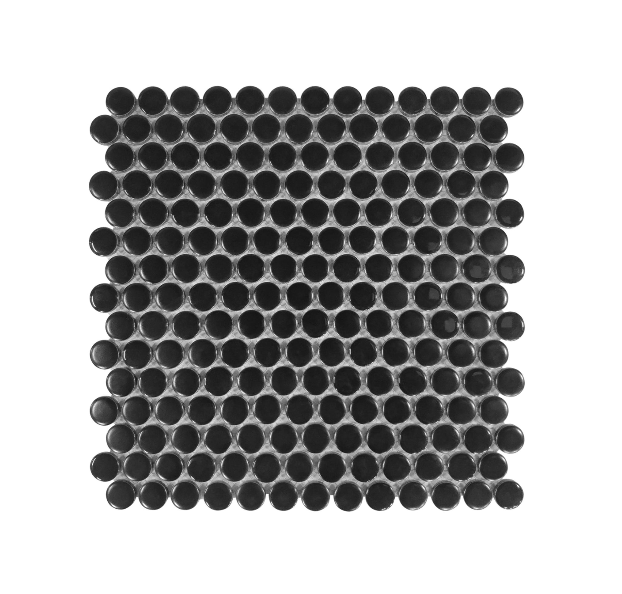 Penny Round Mixed Finish Polished and Matte Black Porcelain Mosaic - Marble Barn