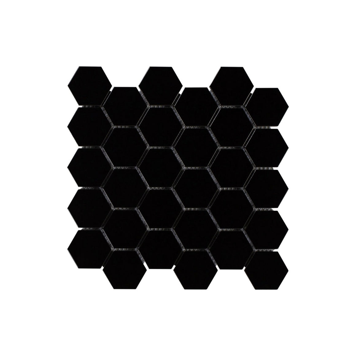 2" Hexagon Matte Black Porcelain Mosaic - Marble Barn