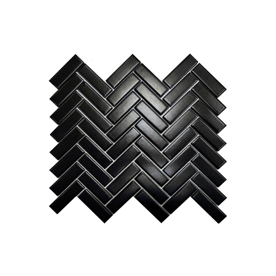 1"x3" Herringbone Matte Black Porcelain Mosaic - Marble Barn