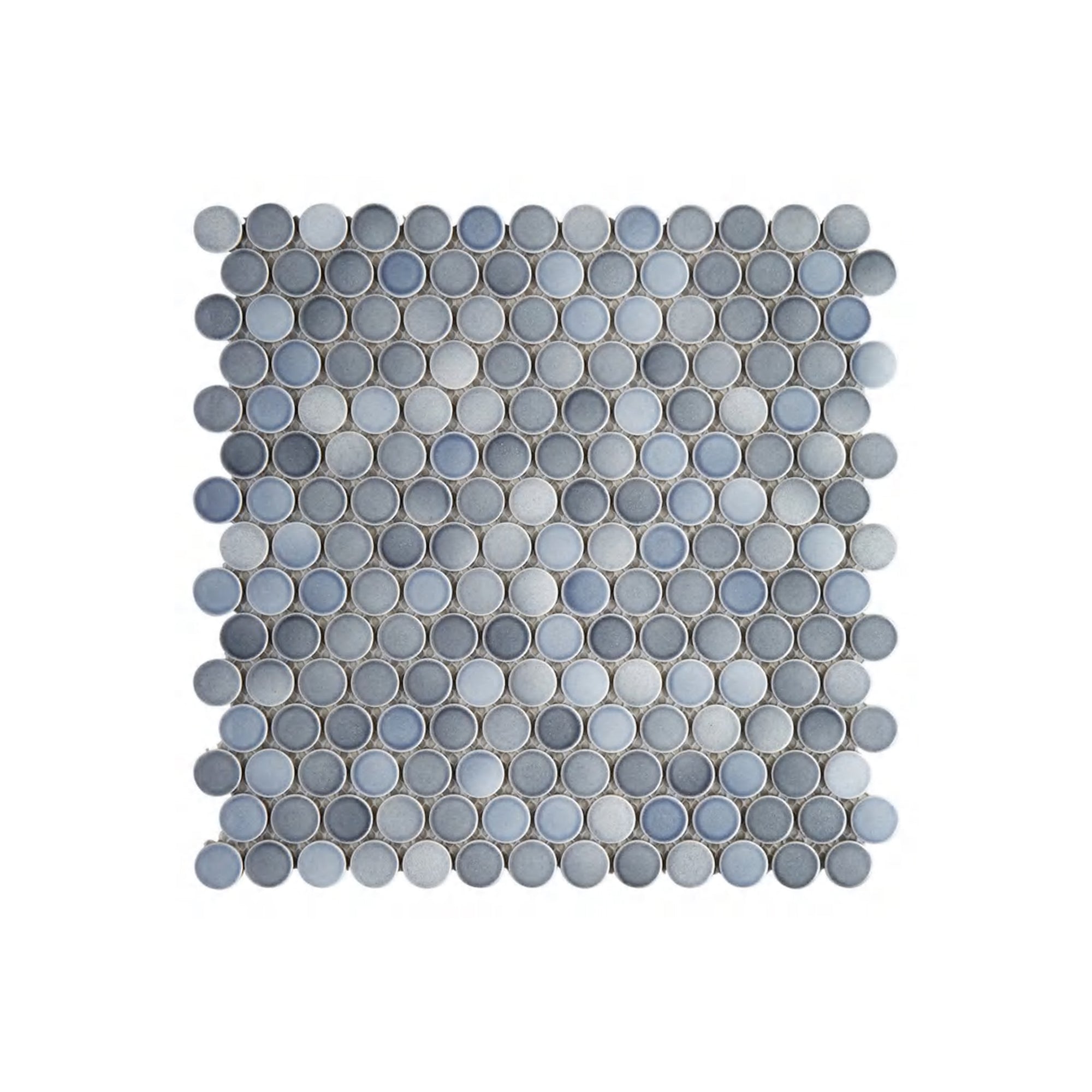 Penny Round Polished Shades of Gray Porcelain Mosaic - Marble Barn