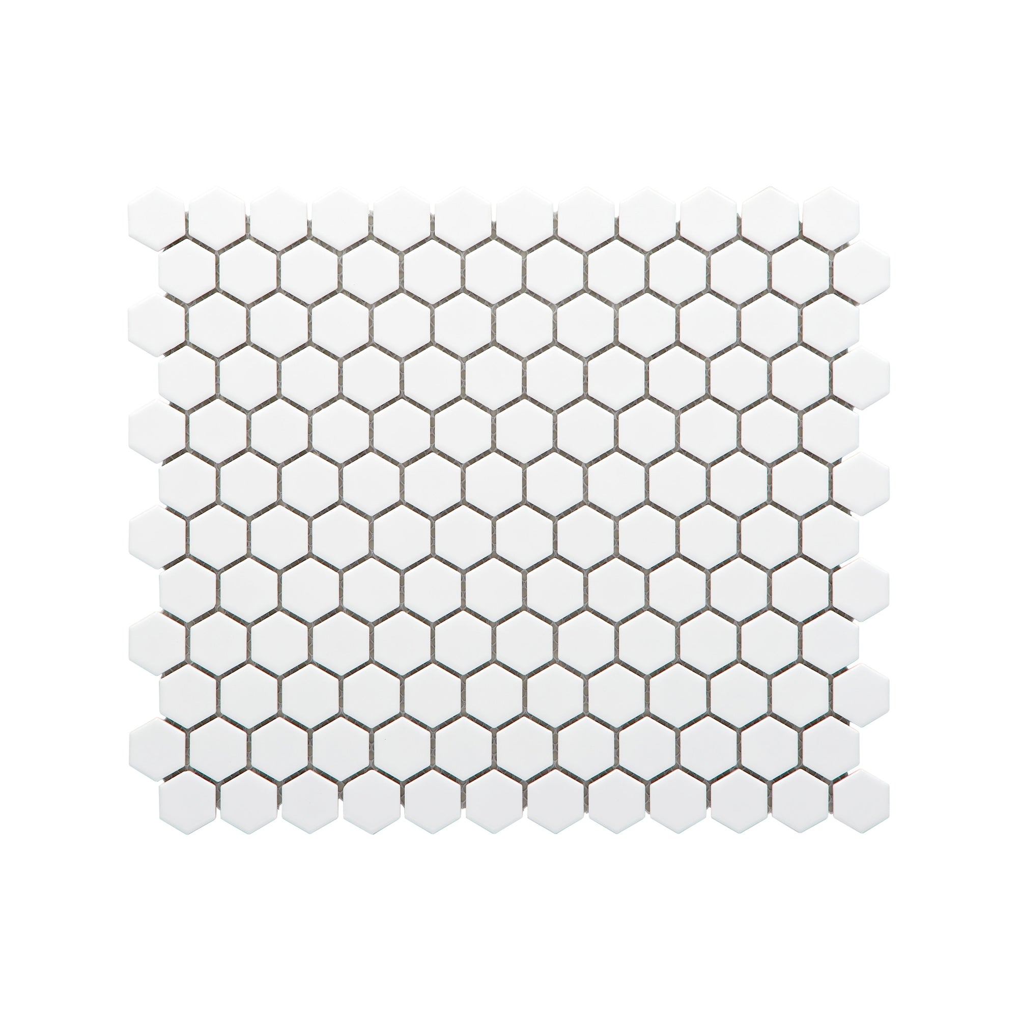 1" Hexagon Polished White Porcelain Mosaic - Marble Barn