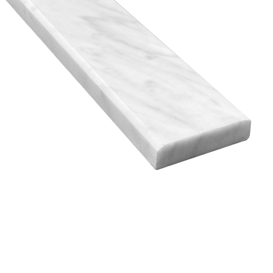 Custom Length 2x36 White Carrara Marble Thresholds Saddles Window Sills Marble Engineered Stone Standard Bevel Polished - Marble Barn